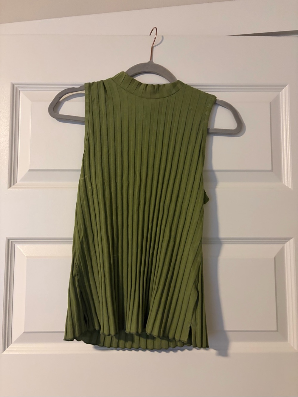 a new day Olive Green Sleeveless Pleated Mock Neck Tank